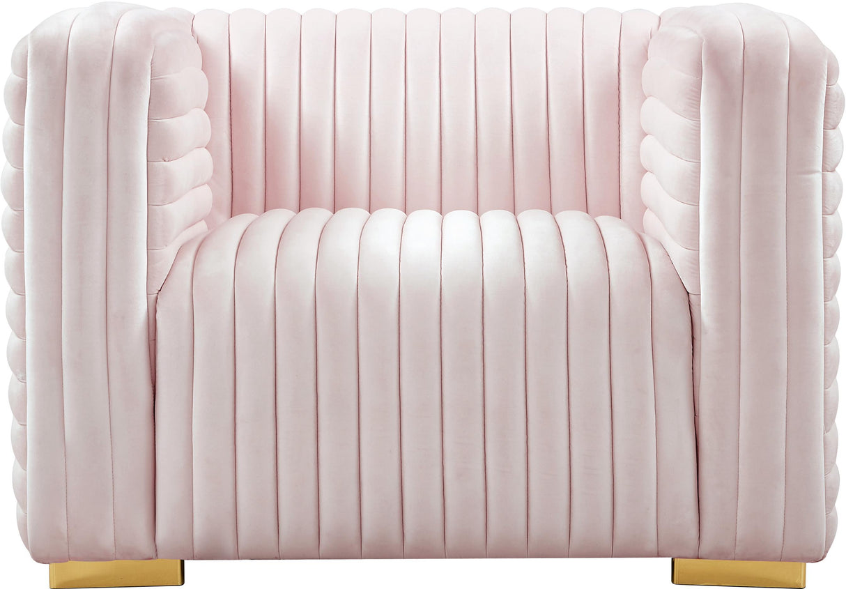 Ravish Pink Velvet Chair - galleria furniture outlet