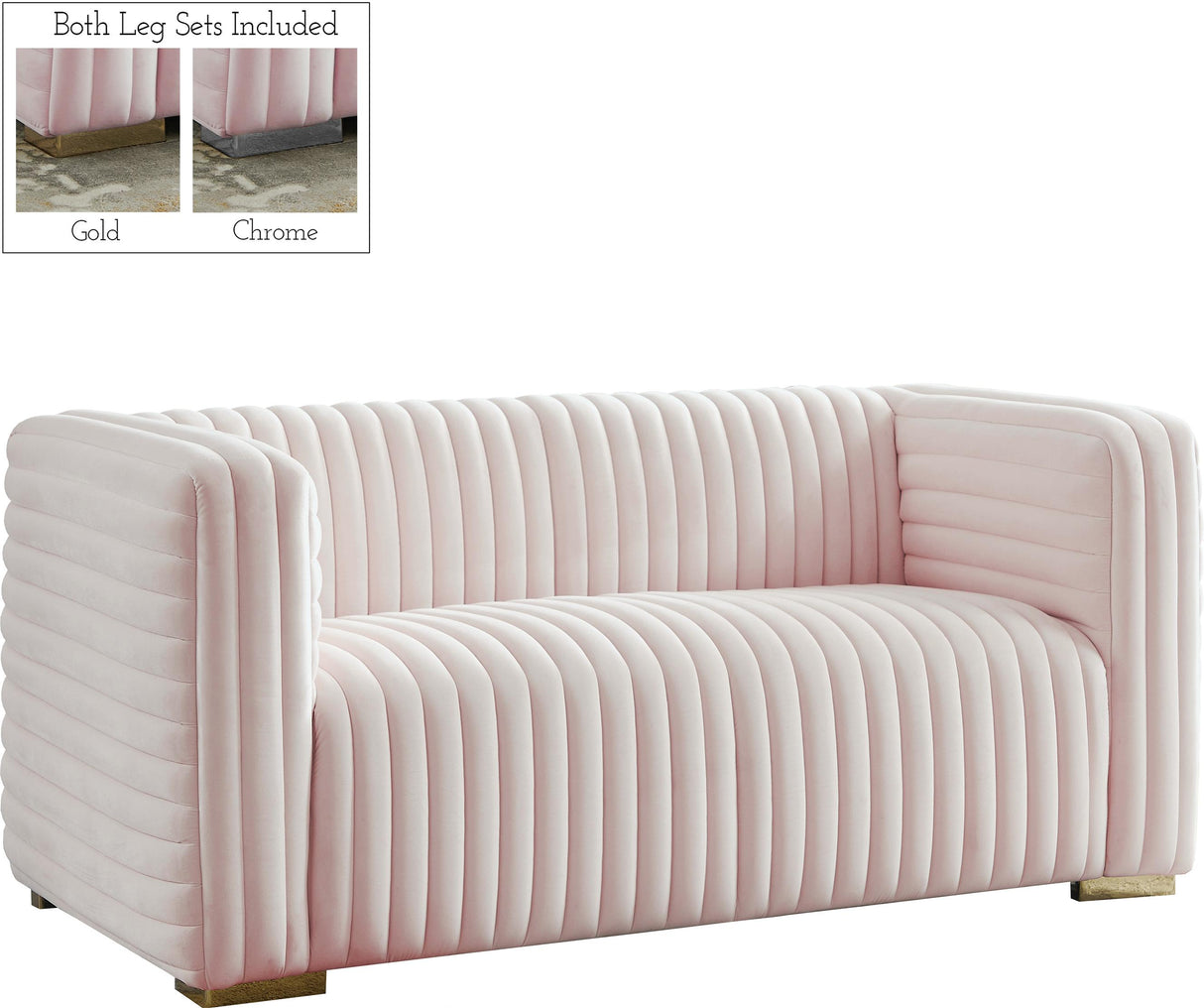 Ravish Pink Velvet Loveseat - galleria furniture outlet