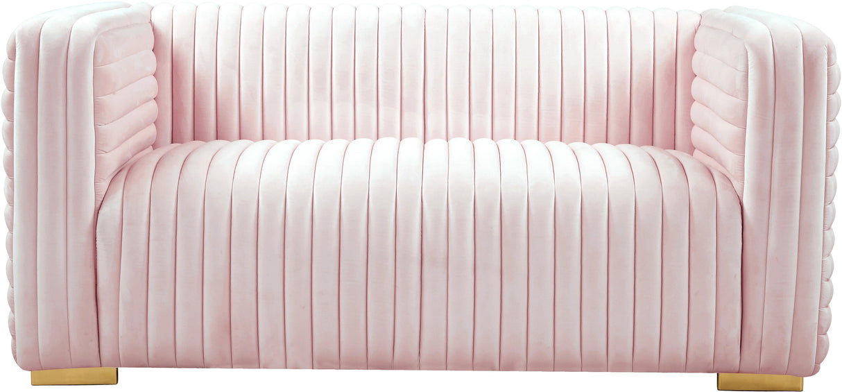 Ravish Pink Velvet Loveseat - galleria furniture outlet