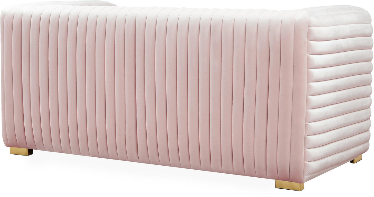 Ravish Pink Velvet Loveseat - galleria furniture outlet
