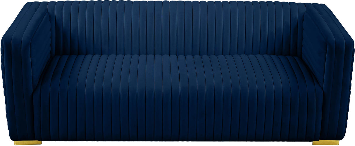 Ravish Navy Velvet Sofa - galleria furniture outlet
