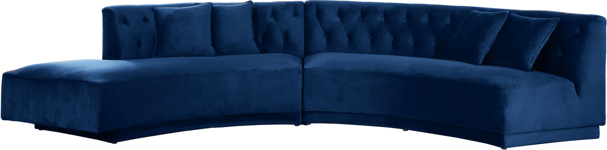 Kenzi Navy Velvet 2pc. Sectional - galleria furniture outlet