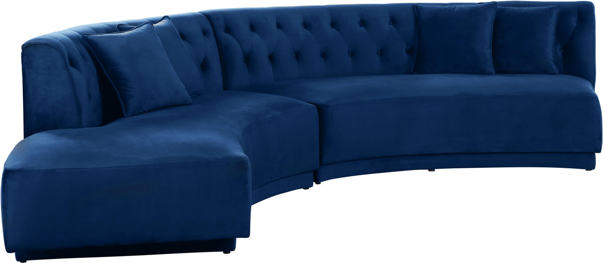 Kenzi Navy Velvet 2pc. Sectional - galleria furniture outlet