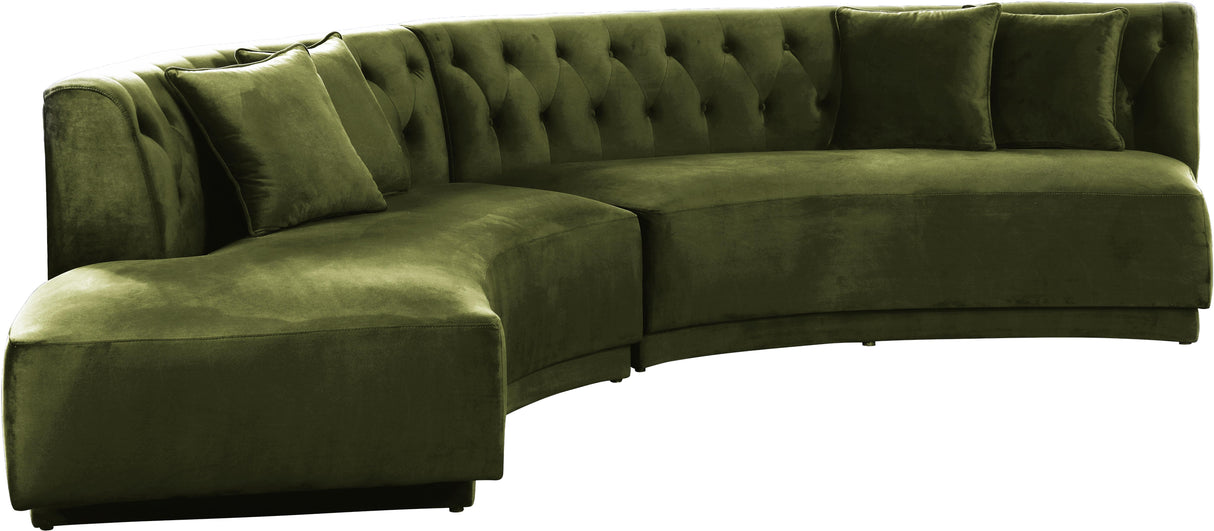 Kenzi Olive Velvet 2pc. Sectional - galleria furniture outlet