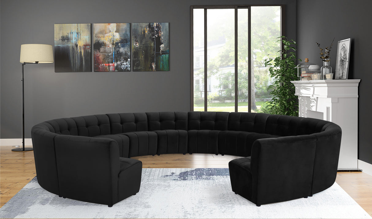 Limitless Black Velvet 14pc. Modular Sectional - galleria furniture outlet