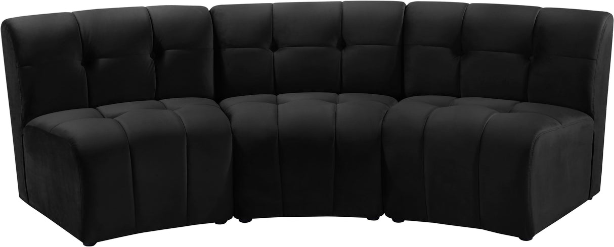Limitless Black Velvet 3pc. Modular Sectional - galleria furniture outlet
