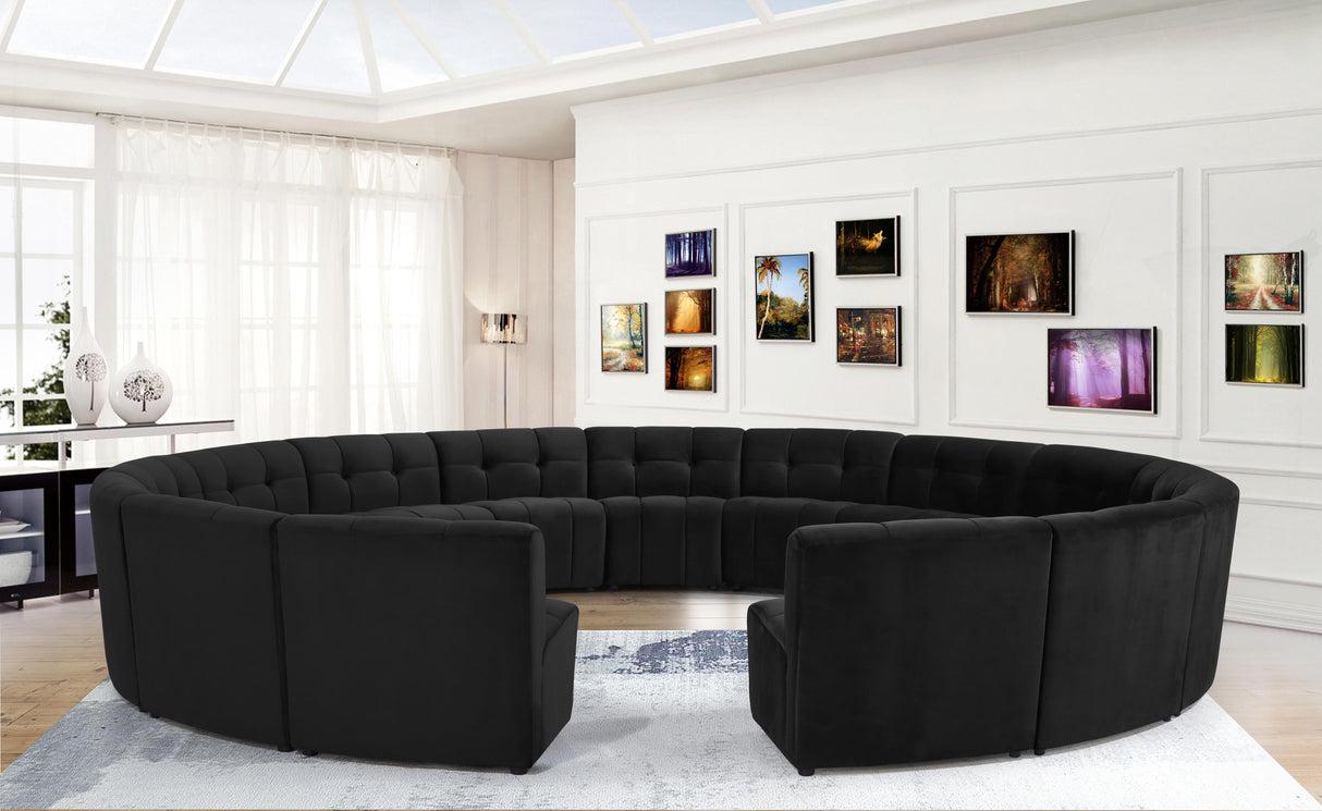 Limitless Black Velvet 15pc. Modular Sectional - galleria furniture outlet