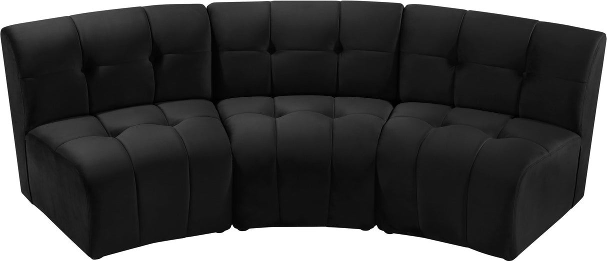 Limitless Black Velvet 3pc. Modular Sectional - galleria furniture outlet