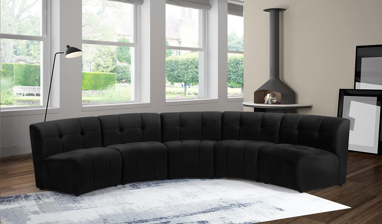 Limitless Black Velvet 5pc. Modular Sectional - galleria furniture outlet
