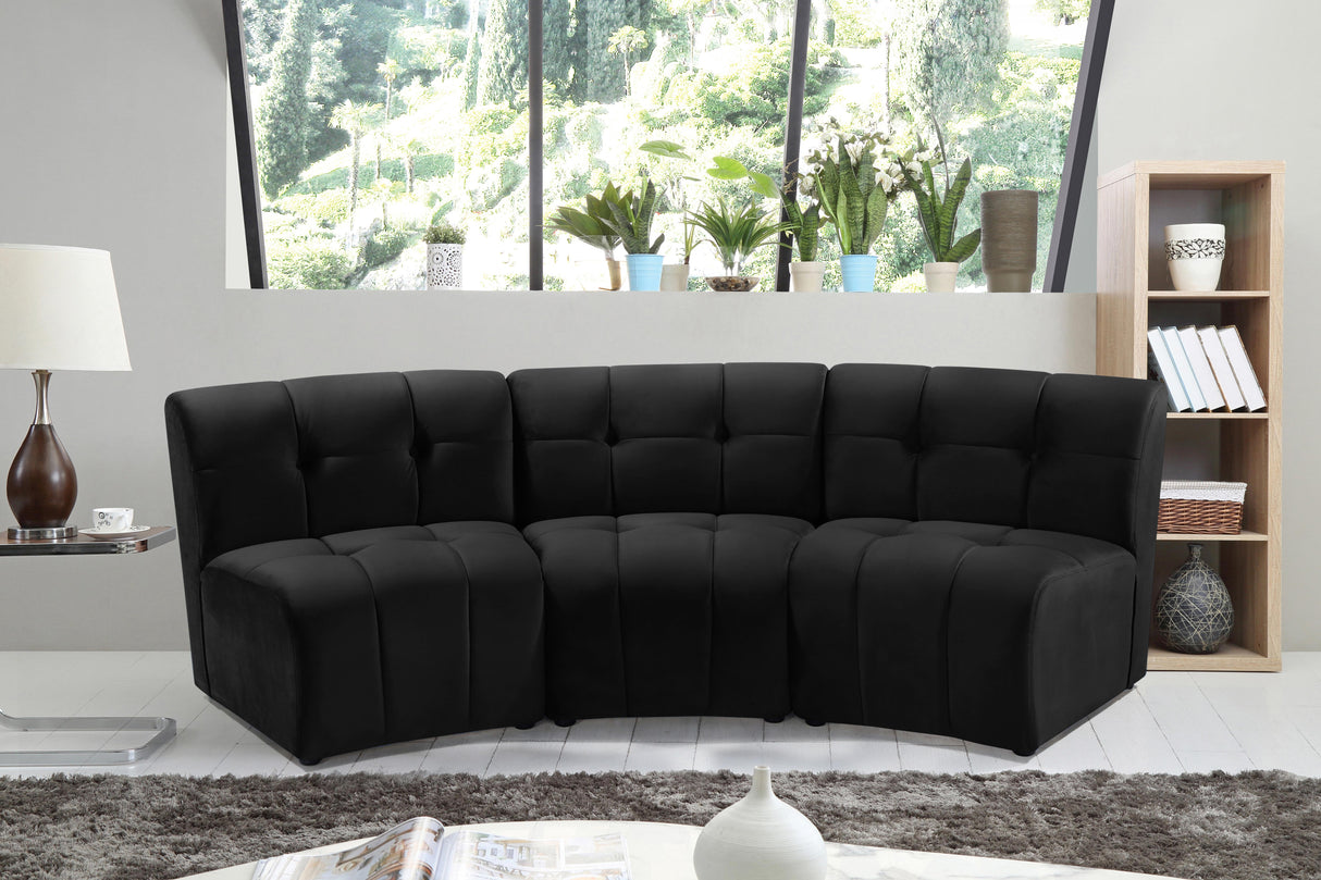 Limitless Black Velvet 3pc. Modular Sectional - galleria furniture outlet