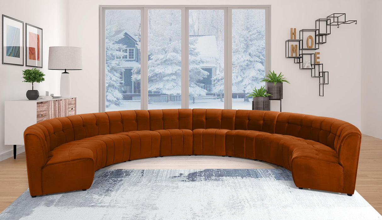 Limitless Cognac Velvet 10pc. Modular Sectional - galleria furniture outlet