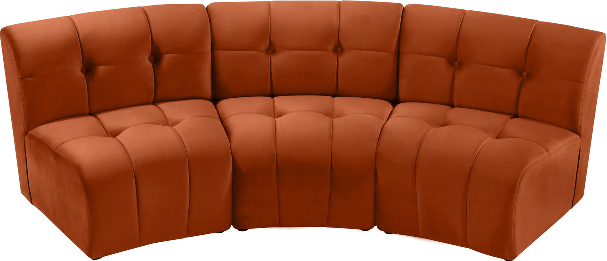 Limitless Cognac Velvet 3pc. Modular Sectional - galleria furniture outlet