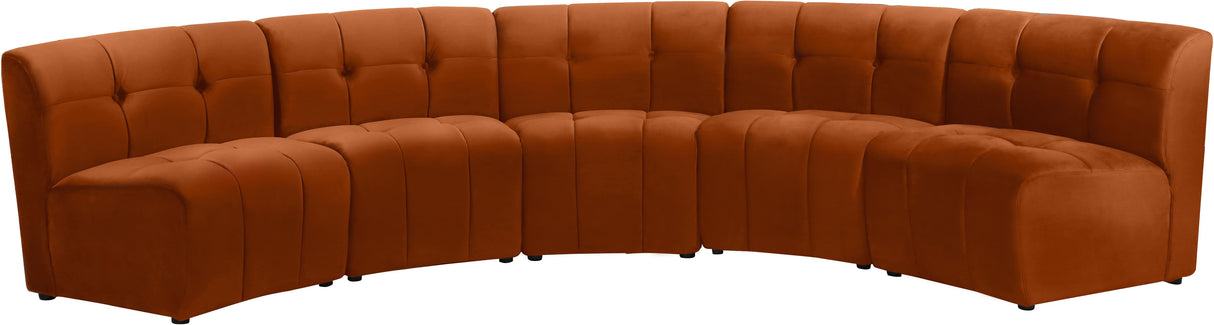 Limitless Cognac Velvet 5pc. Modular Sectional