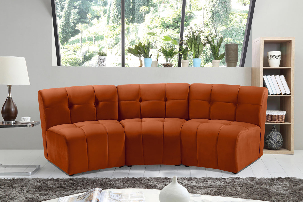 Limitless Cognac Velvet 3pc. Modular Sectional - galleria furniture outlet