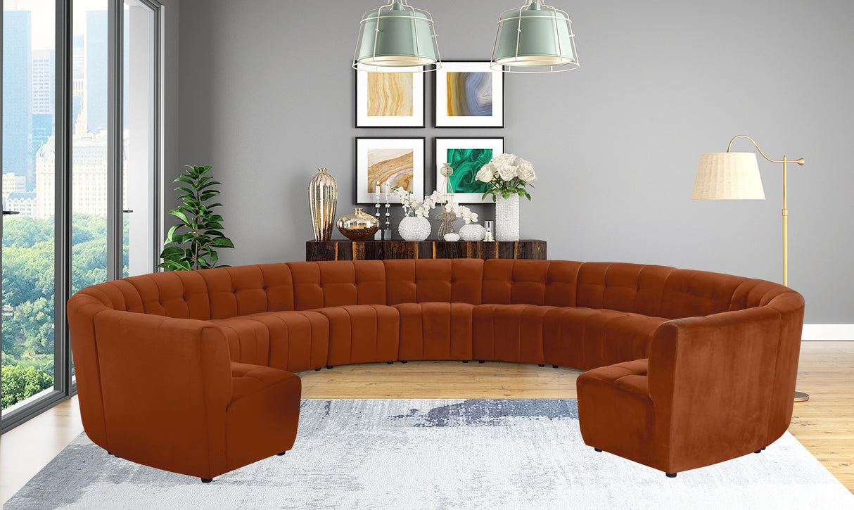 Limitless Cognac Velvet 13pc. Modular Sectional - galleria furniture outlet