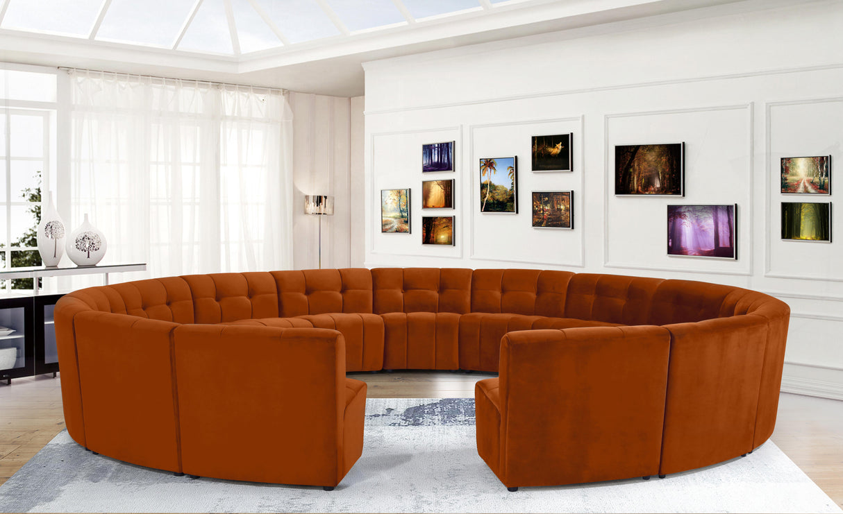 Limitless Cognac Velvet 15pc. Modular Sectional - galleria furniture outlet