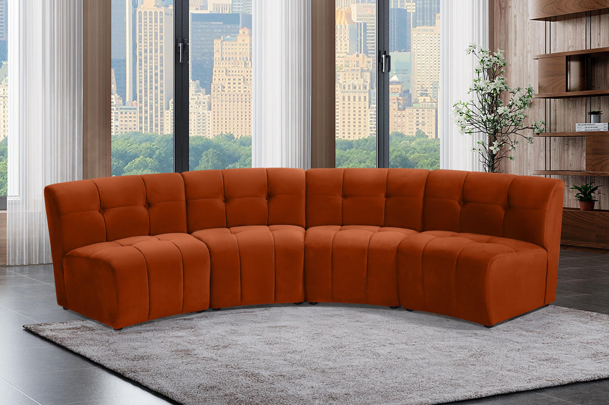 Limitless Cognac Velvet 4pc. Modular Sectional - galleria furniture outlet
