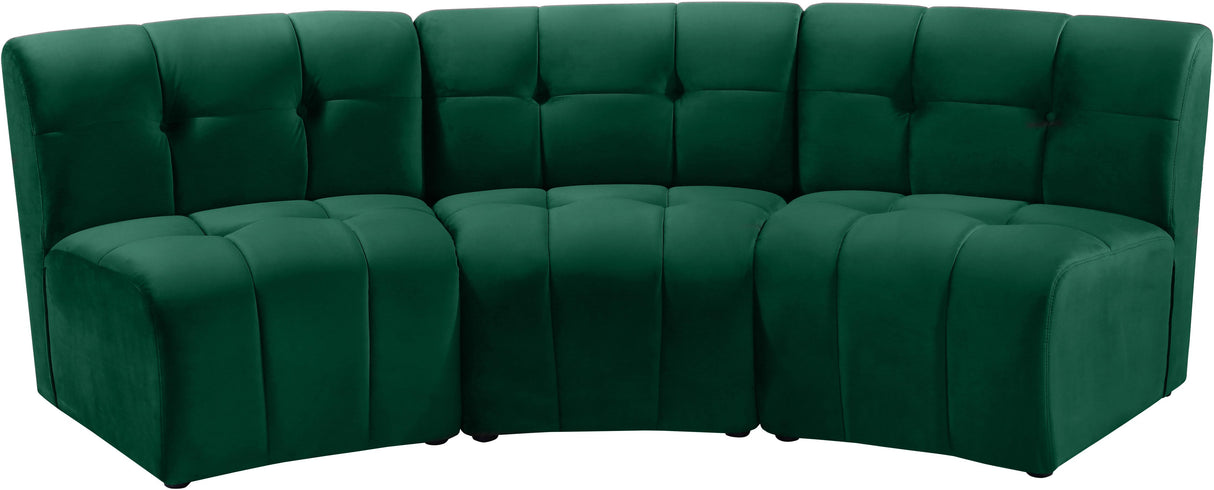 Limitless Green Velvet 3pc. Modular Sectional