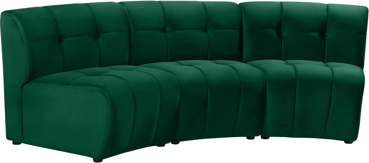 Limitless Green Velvet 3pc. Modular Sectional - galleria furniture outlet