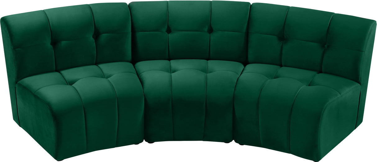 Limitless Green Velvet 3pc. Modular Sectional - galleria furniture outlet