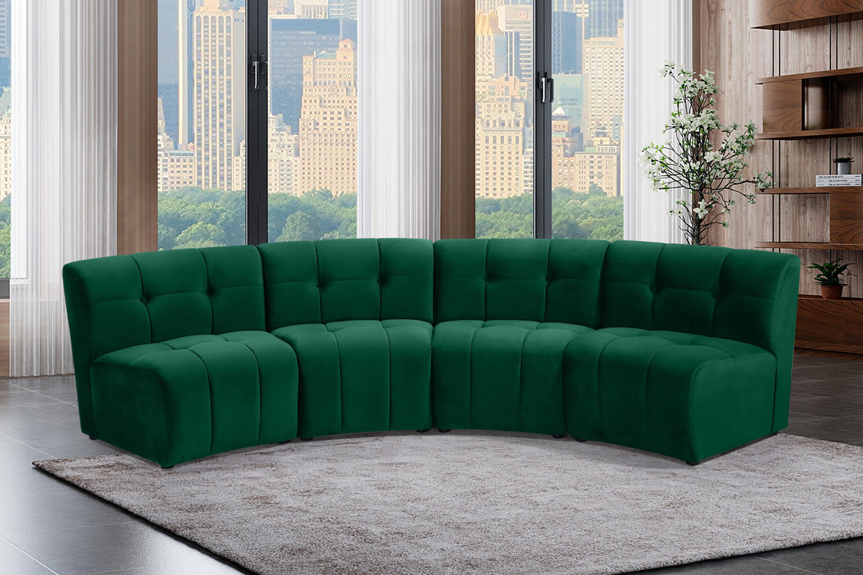 Limitless Green Velvet 4pc. Modular Sectional - galleria furniture outlet