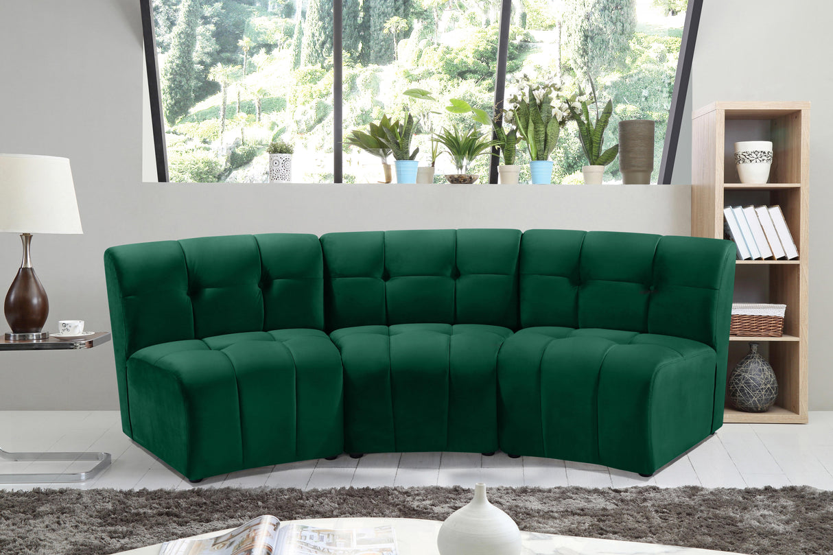Limitless Green Velvet 3pc. Modular Sectional - galleria furniture outlet