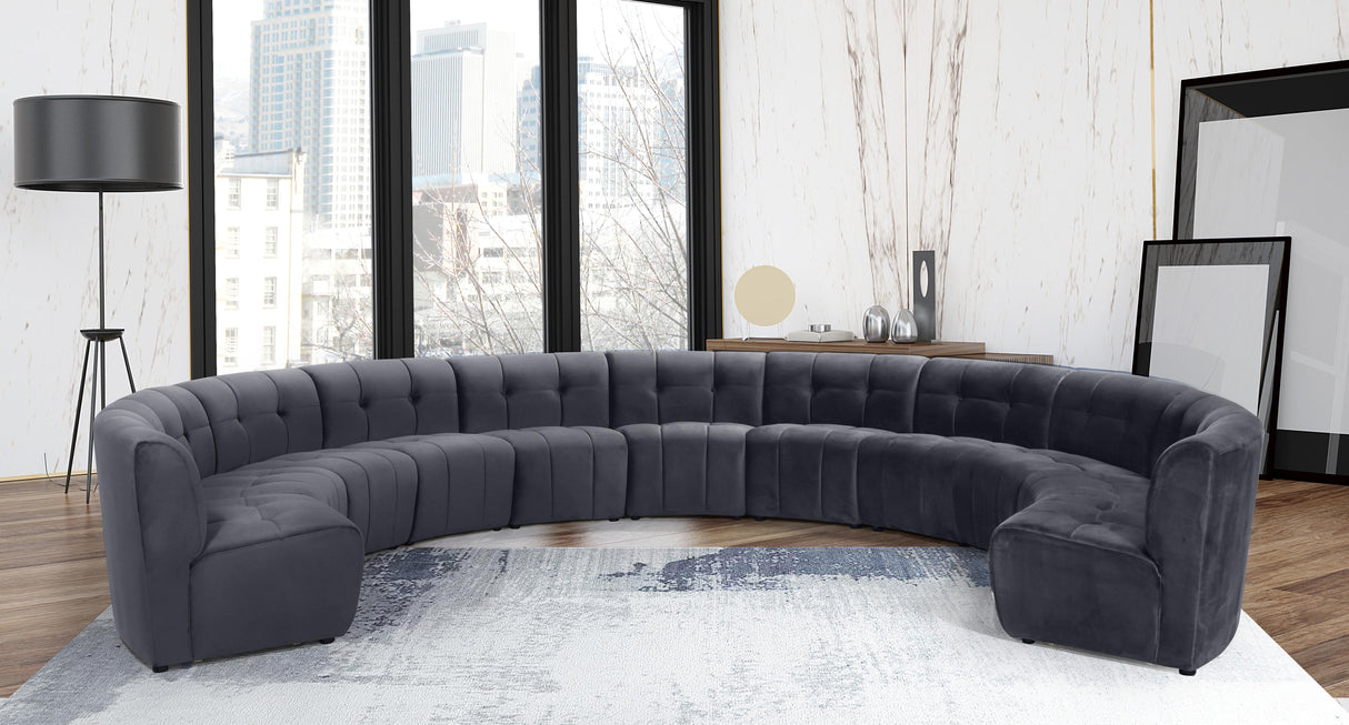 Limitless Grey Velvet 11pc. Modular Sectional - galleria furniture outlet