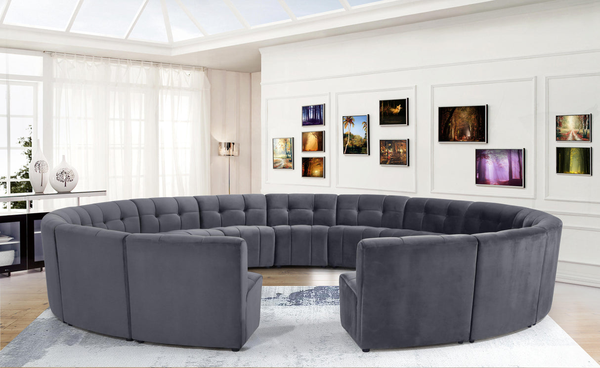 Limitless Grey Velvet 15pc. Modular Sectional - galleria furniture outlet