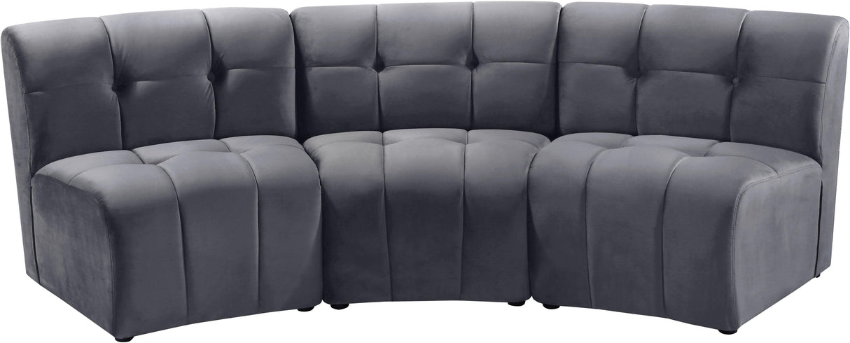 Limitless Grey Velvet 3pc. Modular Sectional