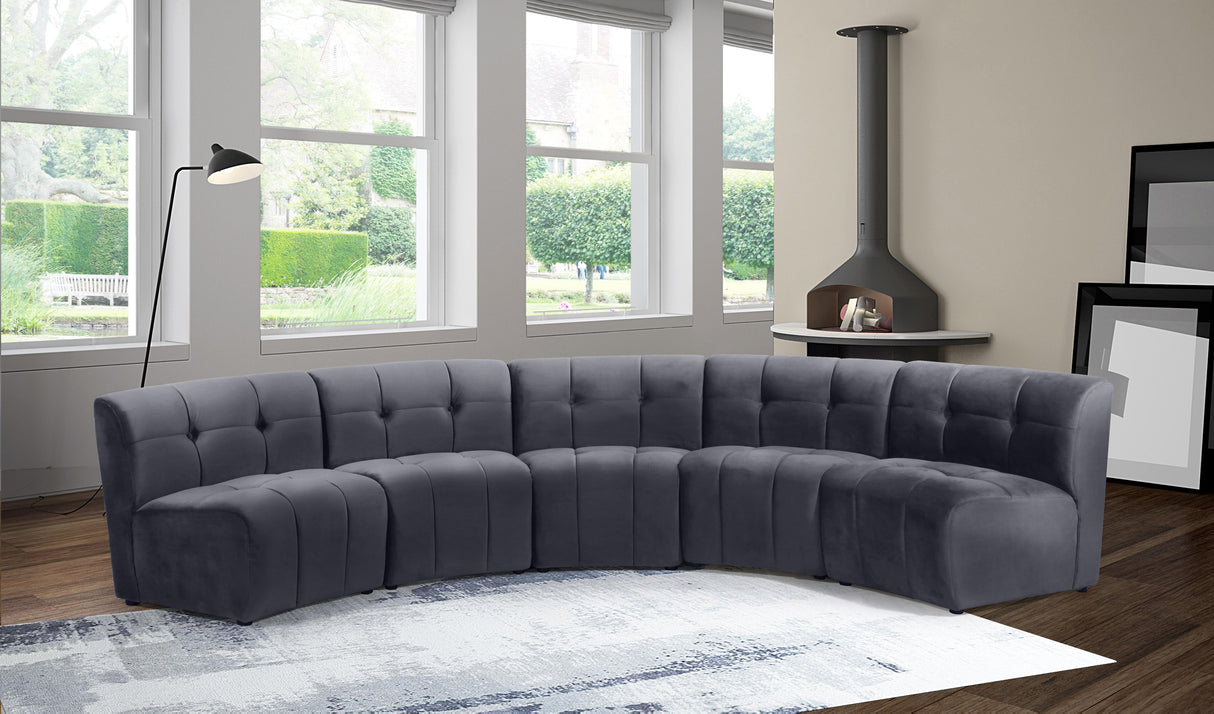Limitless Grey Velvet 5pc. Modular Sectional - galleria furniture outlet