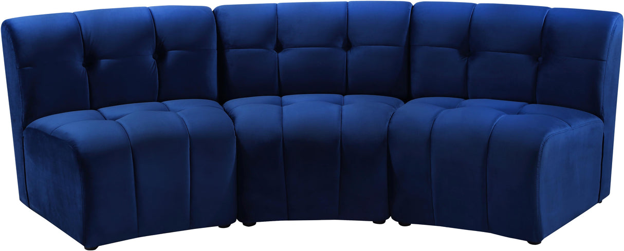 Limitless Navy Velvet 3pc. Modular Sectional - galleria furniture outlet