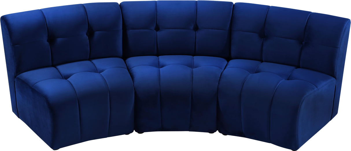 Limitless Navy Velvet 3pc. Modular Sectional - galleria furniture outlet