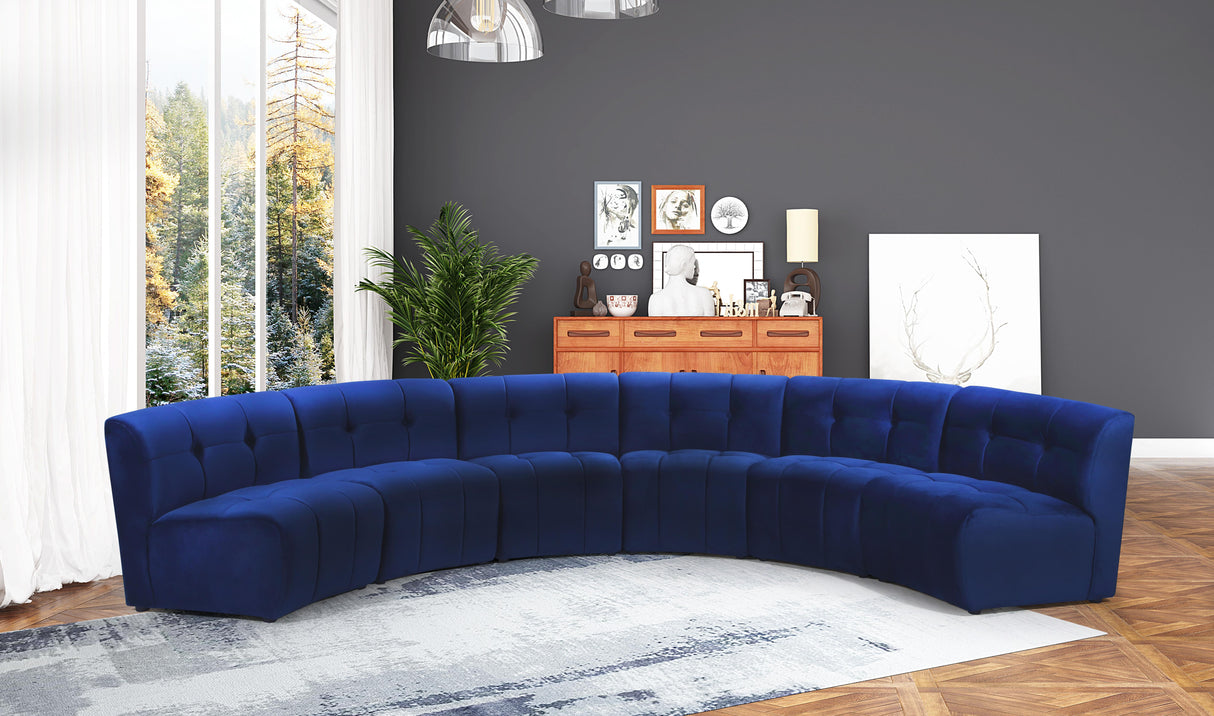 Limitless Navy Velvet 6pc. Modular Sectional - galleria furniture outlet