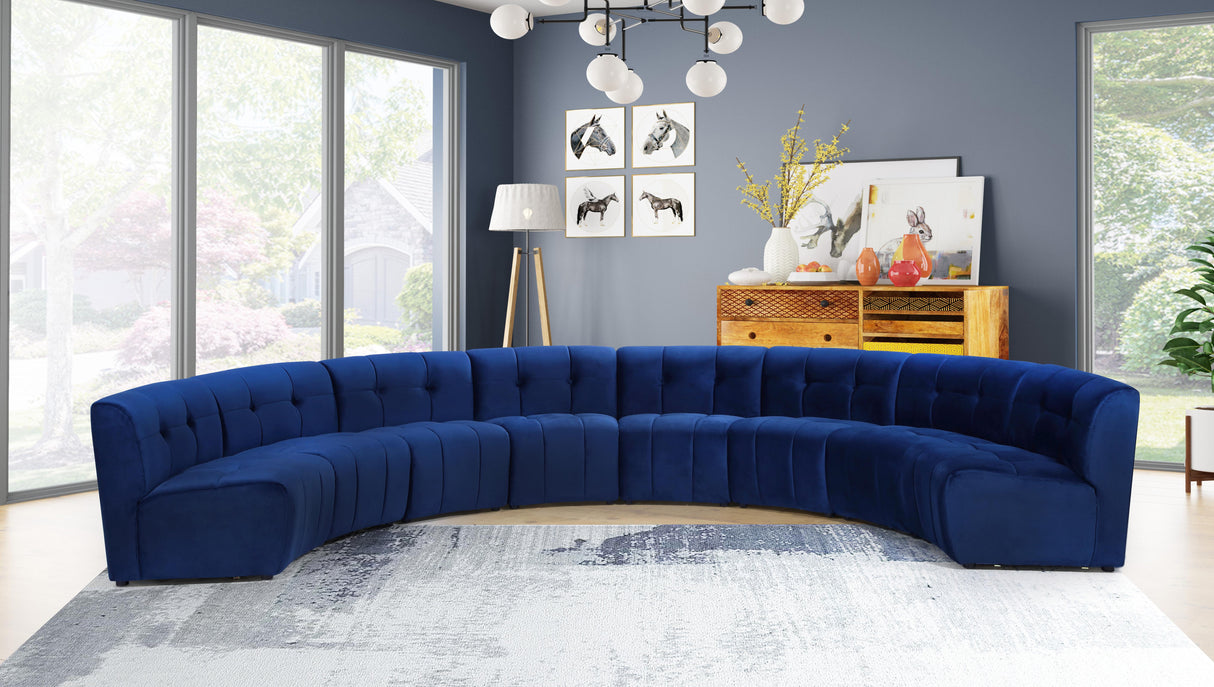 Limitless Navy Velvet 8pc. Modular Sectional - galleria furniture outlet