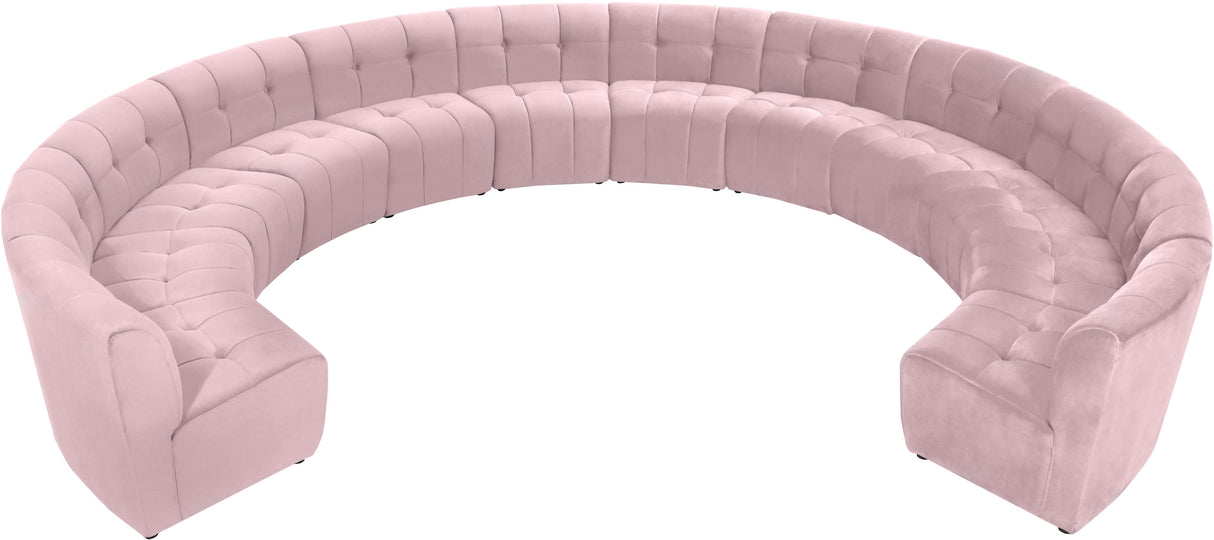 Limitless Pink Velvet 12pc. Modular Sectional - galleria furniture outlet