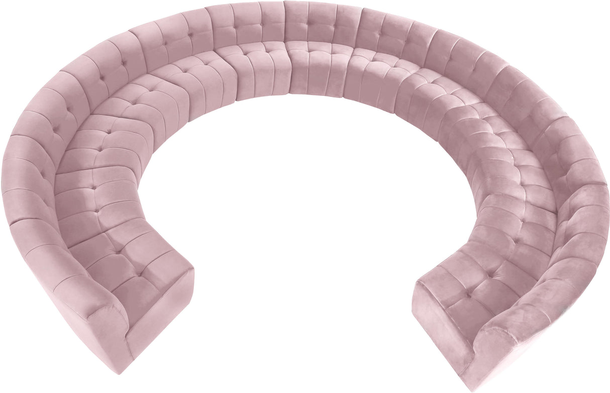Limitless Pink Velvet 13pc. Modular Sectional - galleria furniture outlet