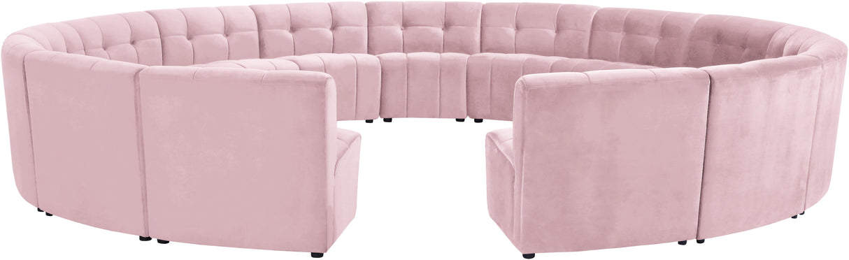 Limitless Pink Velvet 15pc. Modular Sectional - galleria furniture outlet