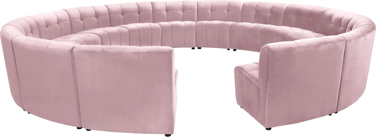 Limitless Pink Velvet 15pc. Modular Sectional - galleria furniture outlet