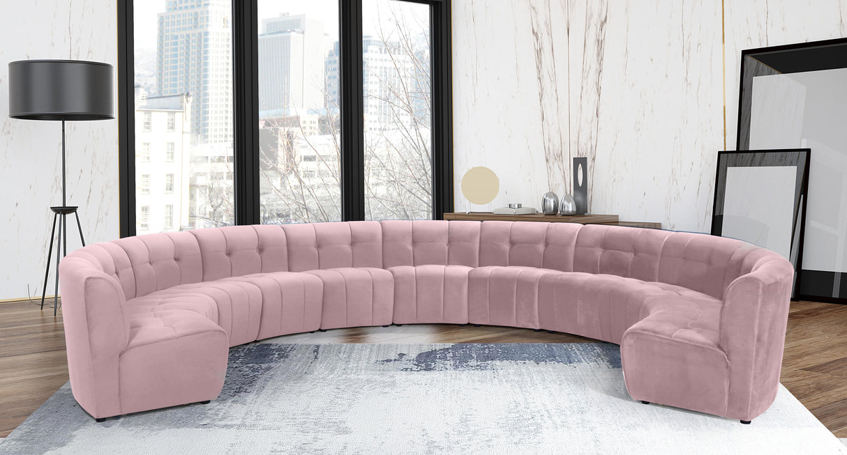 Limitless Pink Velvet 11pc. Modular Sectional - galleria furniture outlet