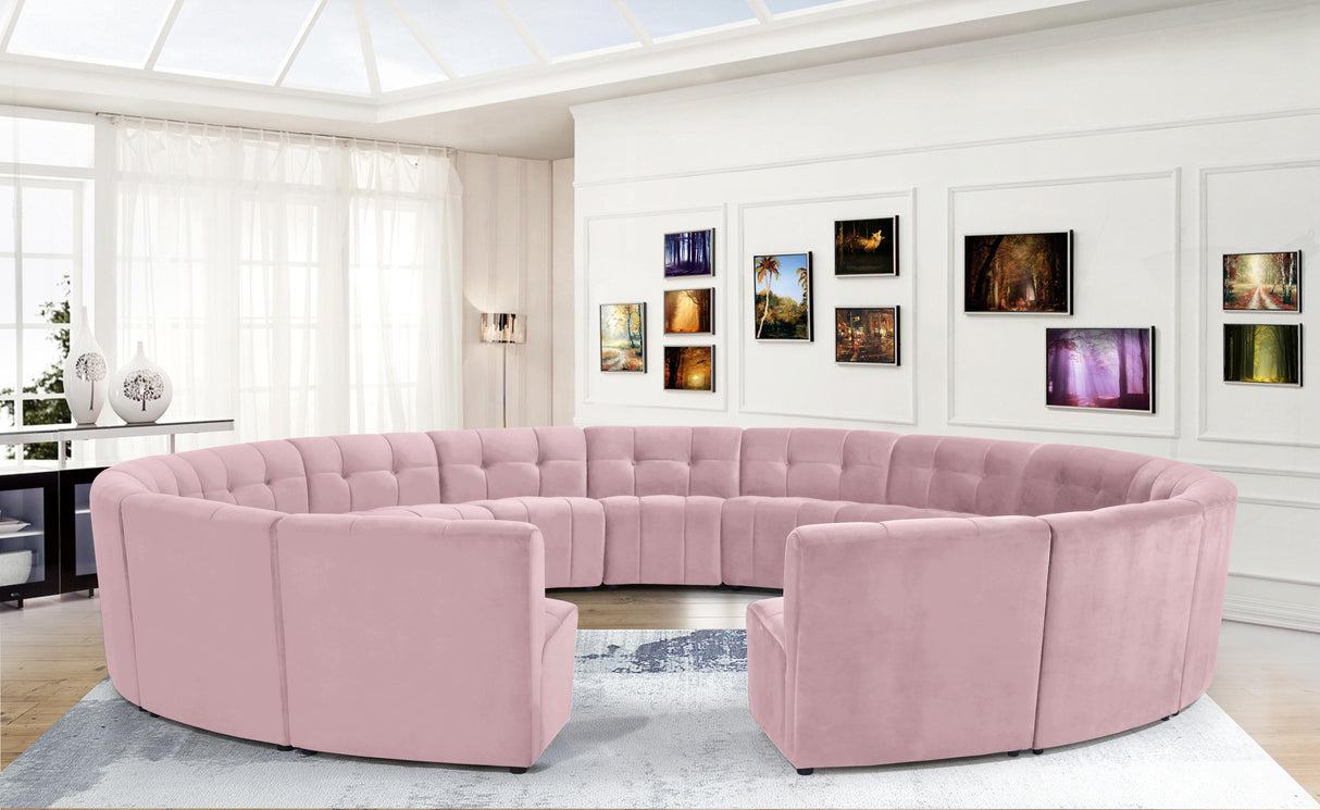 Limitless Pink Velvet 15pc. Modular Sectional - galleria furniture outlet