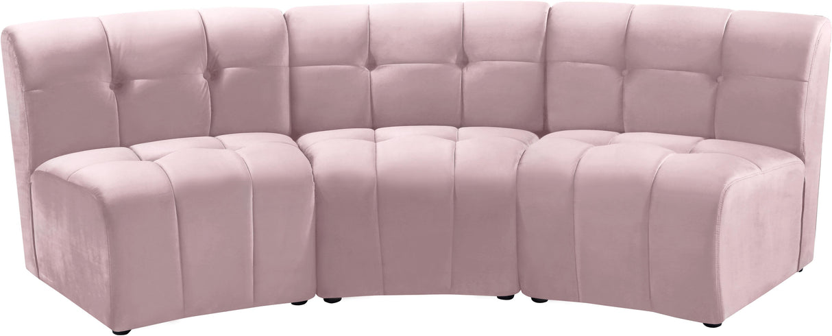 Limitless Pink Velvet 3pc. Modular Sectional - galleria furniture outlet