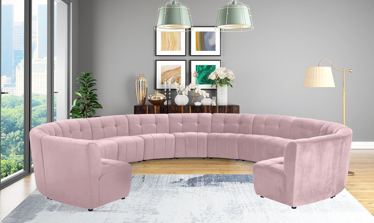 Limitless Pink Velvet 13pc. Modular Sectional - galleria furniture outlet