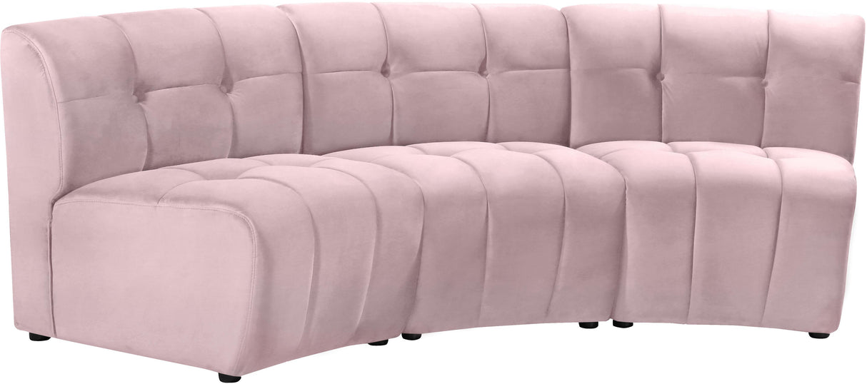 Limitless Pink Velvet 3pc. Modular Sectional - galleria furniture outlet