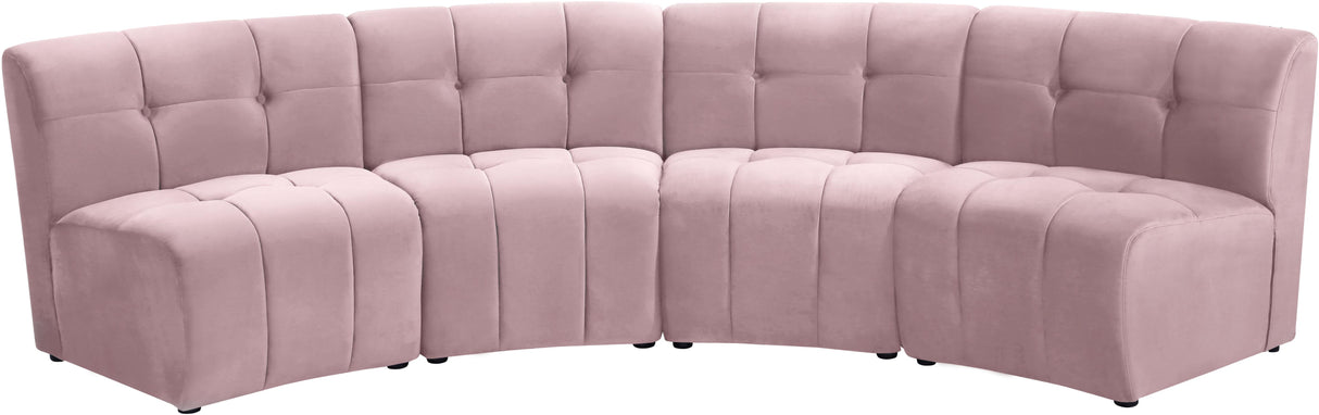Limitless Pink Velvet 4pc. Modular Sectional - galleria furniture outlet