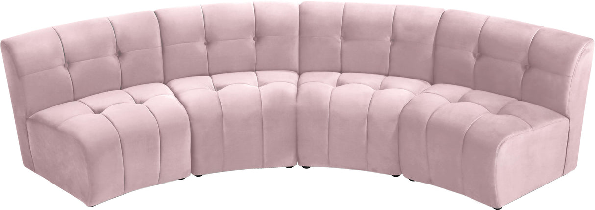 Limitless Pink Velvet 4pc. Modular Sectional - galleria furniture outlet