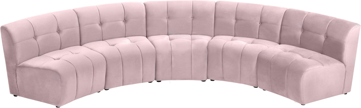Limitless Pink Velvet 5pc. Modular Sectional - galleria furniture outlet