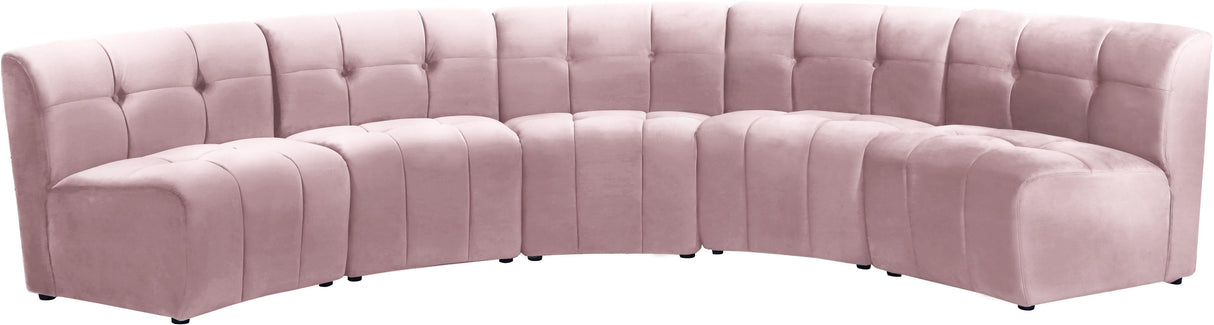Limitless Pink Velvet 5pc. Modular Sectional - galleria furniture outlet