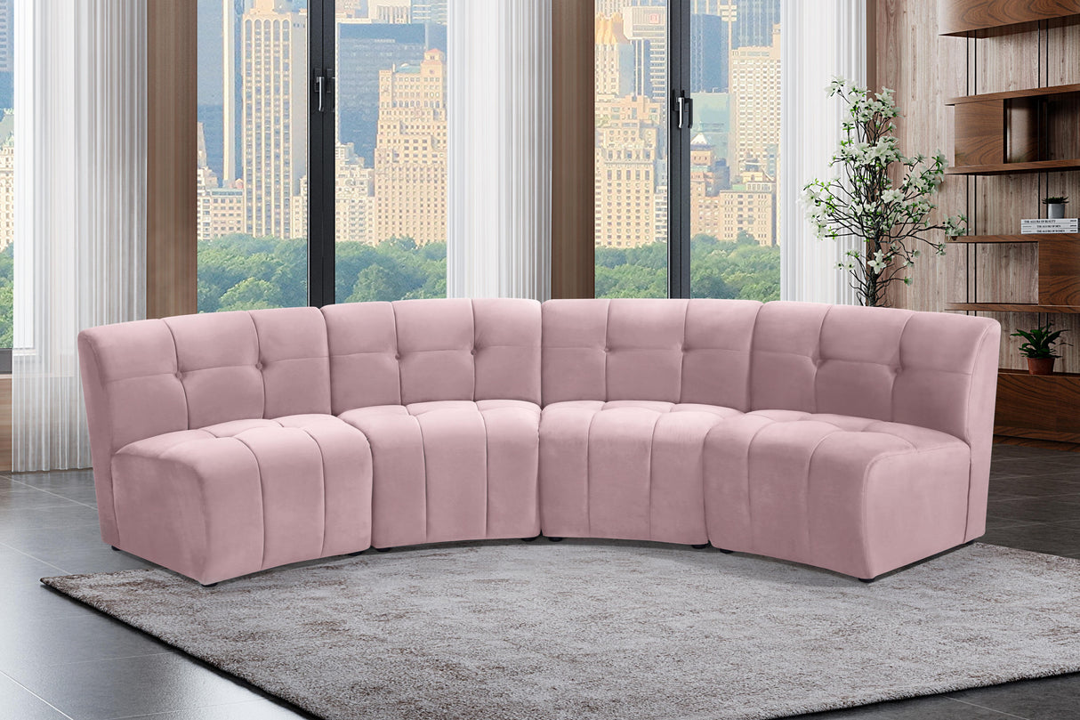 Limitless Pink Velvet 4pc. Modular Sectional - galleria furniture outlet