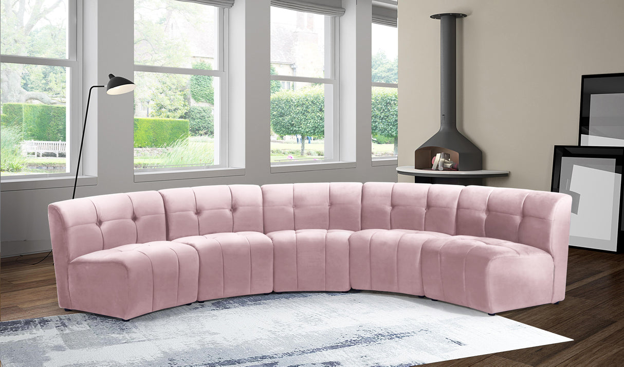 Limitless Pink Velvet 5pc. Modular Sectional - galleria furniture outlet