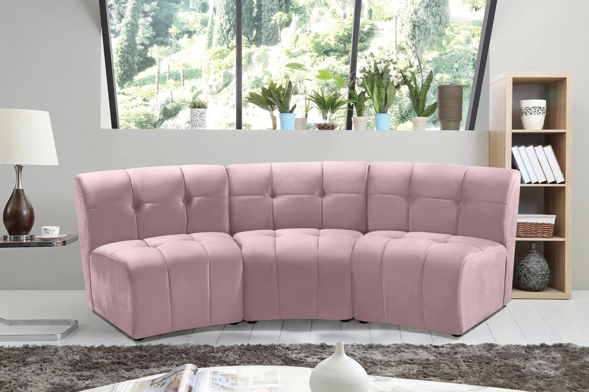 Limitless Pink Velvet 3pc. Modular Sectional - galleria furniture outlet